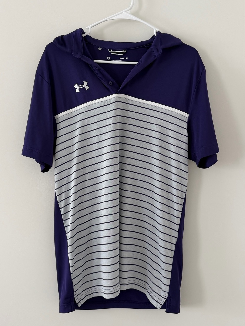 Under Armour Stripe Mix Up Polo Purple Gray Men’s Small
